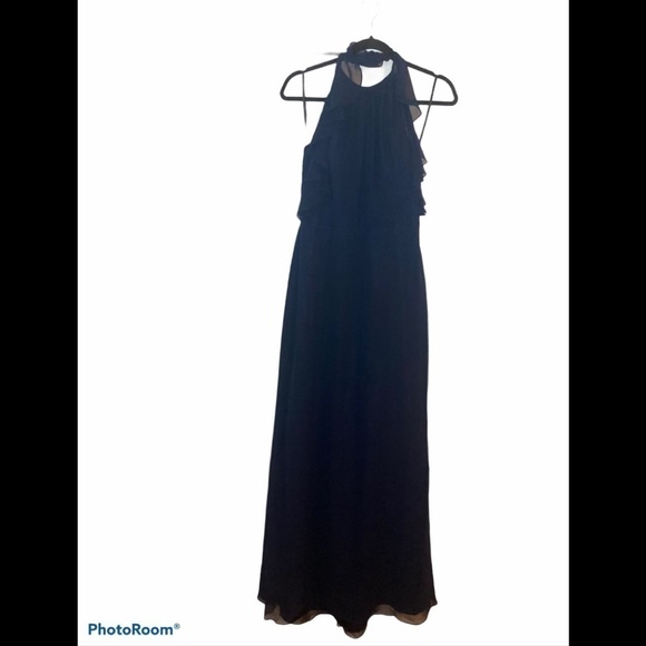 Dessy 3022 Criss Cross Ruffled Strap Halter Dress - Picture 3 of 7